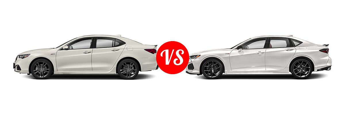 2019 Acura TLX Sedan 3.5L FWD vs. 2022 Acura TLX Sedan Type S w/Performance Tire - Side Comparison