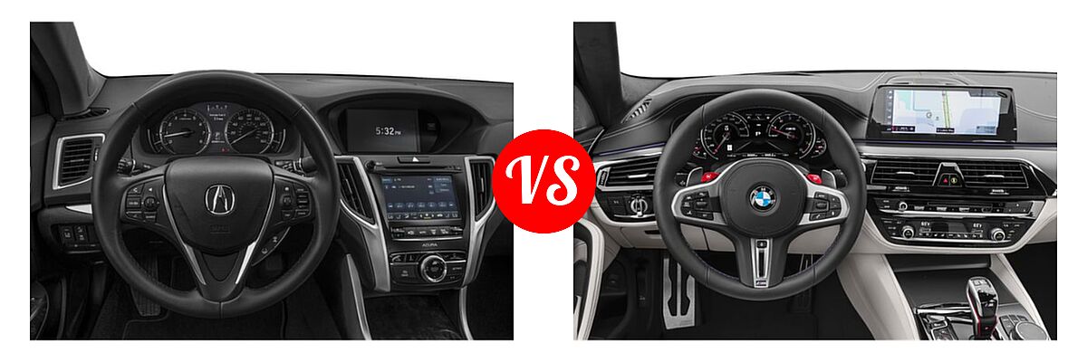 2019 Acura TLX Sedan 3.5L SH-AWD / w/A-SPEC Pkg Red Leather vs. 2019 BMW M5 Sedan Competition / Sedan - Dashboard Comparison