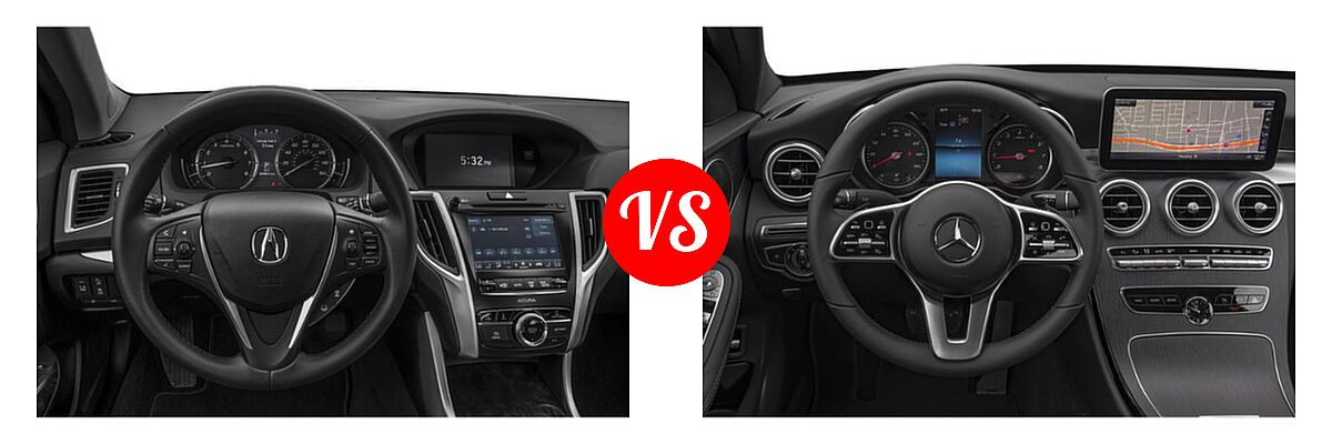 2019 Acura TLX Sedan 3.5L SH-AWD / w/A-SPEC Pkg Red Leather vs. 2019 Mercedes-Benz C-Class Sedan C 300 - Dashboard Comparison