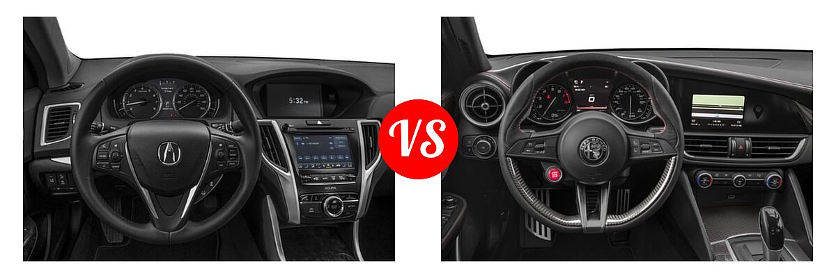 2019 Acura TLX Sedan 3.5L SH-AWD / w/A-SPEC Pkg Red Leather vs. 2019 Alfa Romeo Giulia Quadrifoglio Sedan Quadrifoglio - Dashboard Comparison