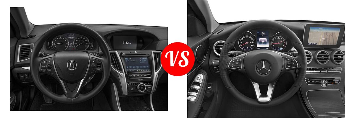 2019 Acura TLX Sedan 3.5L SH-AWD / w/A-SPEC Pkg Red Leather vs. 2018 Mercedes-Benz C-Class Sedan C 300 - Dashboard Comparison