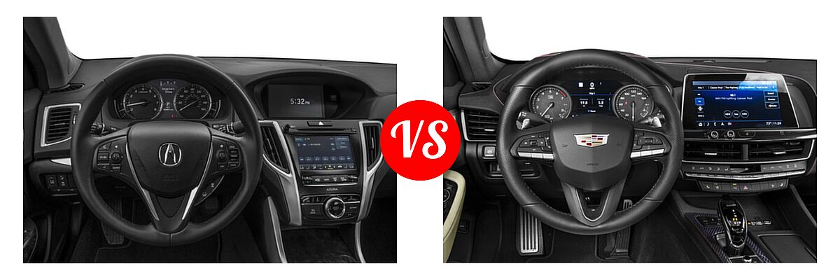 2019 Acura TLX Sedan 3.5L SH-AWD / w/A-SPEC Pkg Red Leather vs. 2020 Cadillac CT5 Sedan Luxury / Premium Luxury / Sport - Dashboard Comparison