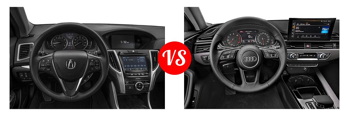 2019 Acura TLX Sedan 3.5L SH-AWD / w/A-SPEC Pkg Red Leather vs. 2020 Audi A4 Sedan Premium / Premium Plus / Prestige - Dashboard Comparison