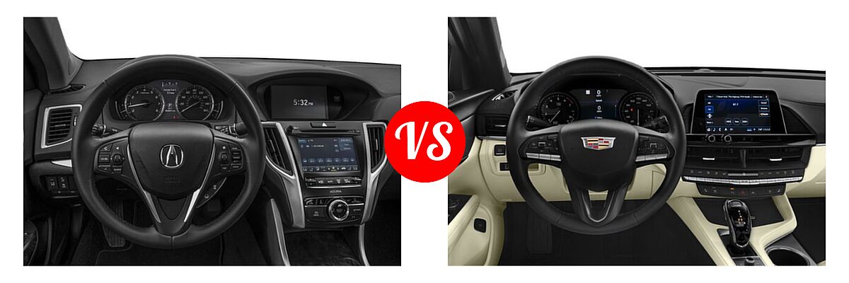 2019 Acura TLX Sedan 3.5L SH-AWD / w/A-SPEC Pkg Red Leather vs. 2020 Cadillac CT4 Sedan Luxury / Premium Luxury / Sport / V-Series - Dashboard Comparison