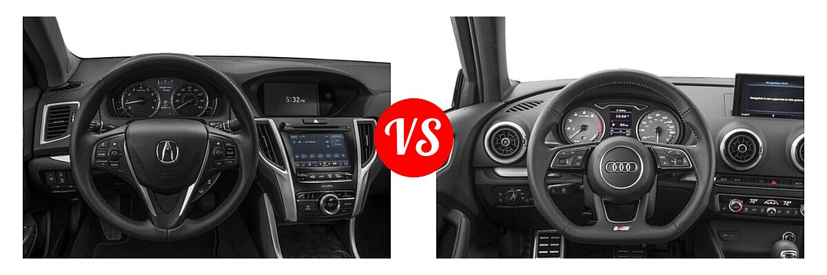 2019 Acura TLX Sedan 3.5L SH-AWD / w/A-SPEC Pkg Red Leather vs. 2020 Audi S3 Sedan S line Premium / S line Premium Plus - Dashboard Comparison