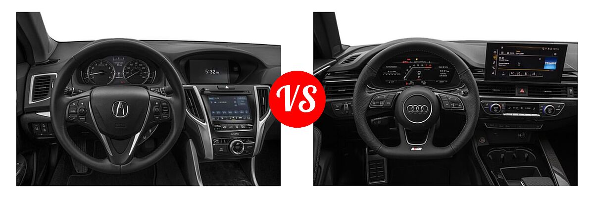2019 Acura TLX Sedan 3.5L SH-AWD / w/A-SPEC Pkg Red Leather vs. 2021 Audi S4 Sedan Premium Plus - Dashboard Comparison