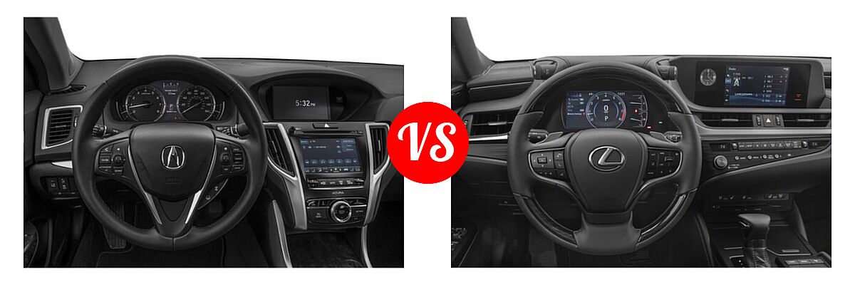 2019 Acura TLX Sedan 3.5L SH-AWD / w/A-SPEC Pkg Red Leather vs. 2021 Lexus ES 250 Sedan ES 250 - Dashboard Comparison