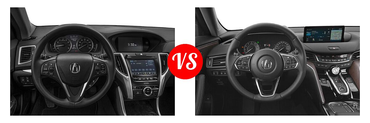 2019 Acura TLX Sedan 3.5L SH-AWD / w/A-SPEC Pkg Red Leather vs. 2022 Acura TLX Sedan FWD / SH-AWD - Dashboard Comparison