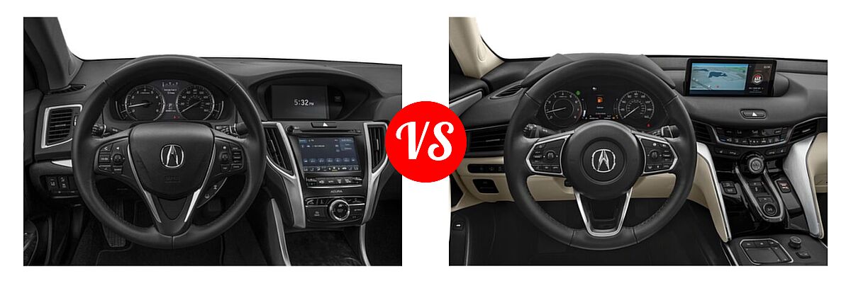 2019 Acura TLX Sedan 3.5L SH-AWD / w/A-SPEC Pkg Red Leather vs. 2022 Acura TLX Sedan w/Technology Package - Dashboard Comparison