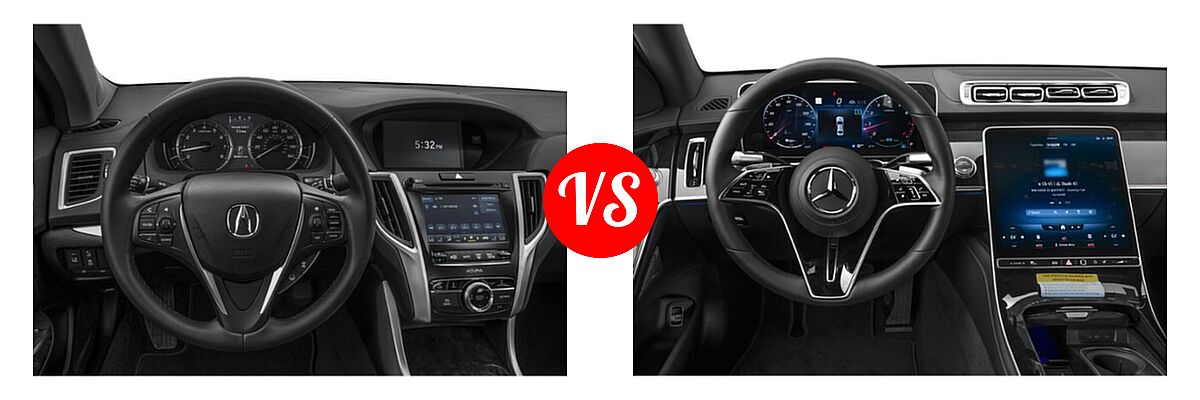 2019 Acura TLX Sedan 3.5L SH-AWD / w/A-SPEC Pkg Red Leather vs. 2022 Mercedes-Benz S-Class Sedan S 500 - Dashboard Comparison