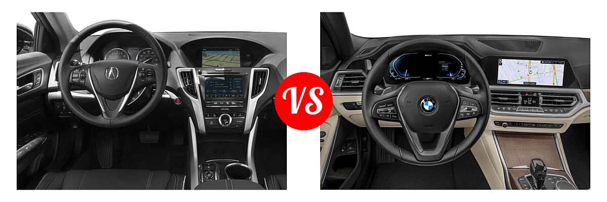2019 Acura TLX Sedan w/Technology Pkg vs. 2021 BMW 3 Series Sedan PHEV 330e / 330e xDrive - Dashboard Comparison