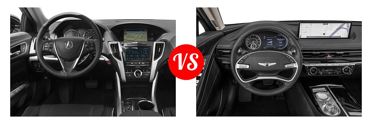 2019 Acura TLX Sedan w/Technology Pkg vs. 2021 Genesis G80 Sedan 2.5T / 3.5T - Dashboard Comparison