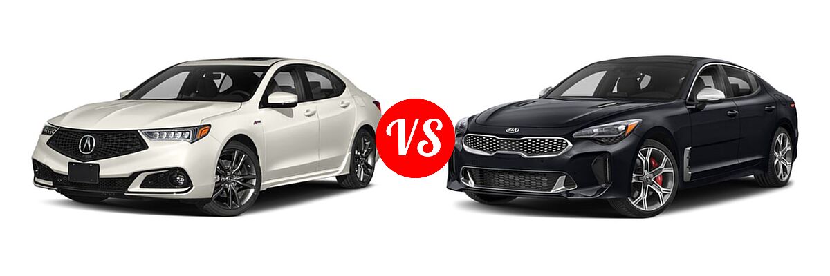 2019 Acura TLX Sedan w/Advance Pkg vs. 2020 Kia Stinger Sedan GT / GT-Line / GT1 / GT2 - Front Left Comparison