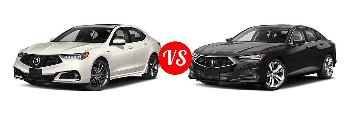 2019 Acura TLX Sedan w/Advance Pkg vs. 2022 Acura TLX Sedan FWD / SH-AWD - Front Left Comparison