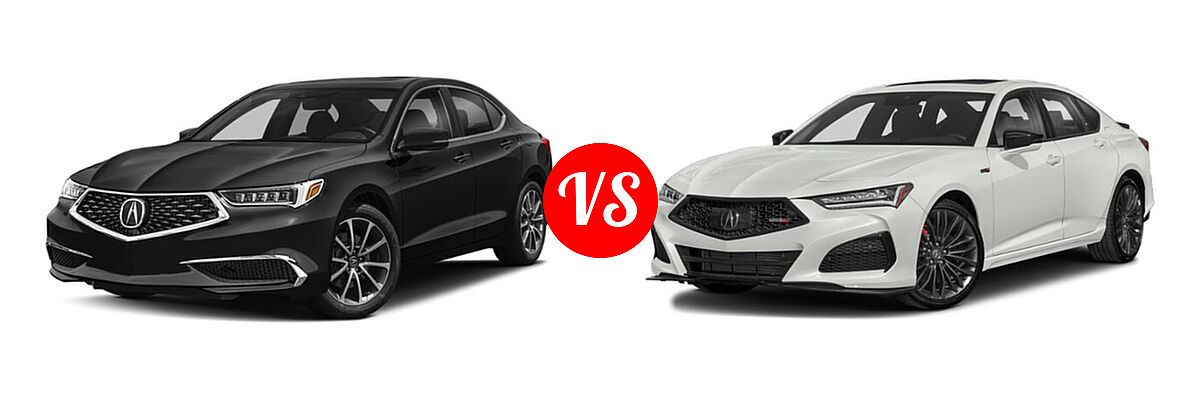 2019 Acura TLX Sedan 3.5L SH-AWD / w/A-SPEC Pkg Red Leather vs. 2022 Acura TLX Sedan w/A-Spec Package - Front Left Comparison