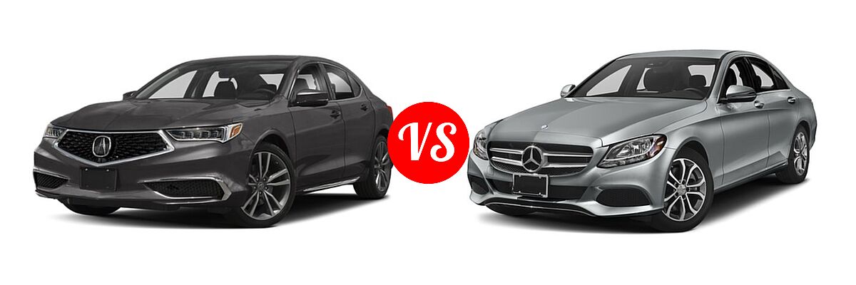 2019 Acura TLX Sedan w/Technology Pkg vs. 2018 Mercedes-Benz C-Class Sedan C 300 - Front Left Comparison