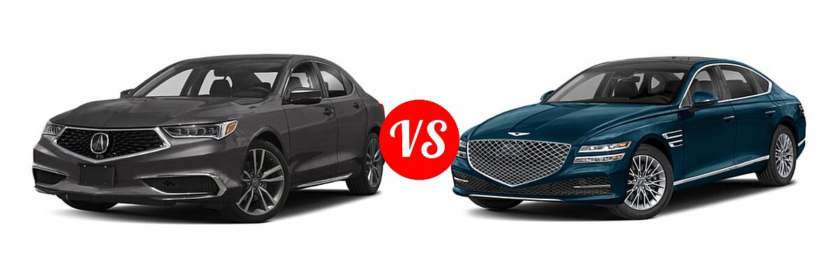 2019 Acura TLX Sedan w/Technology Pkg vs. 2021 Genesis G80 Sedan 2.5T / 3.5T - Front Left Comparison