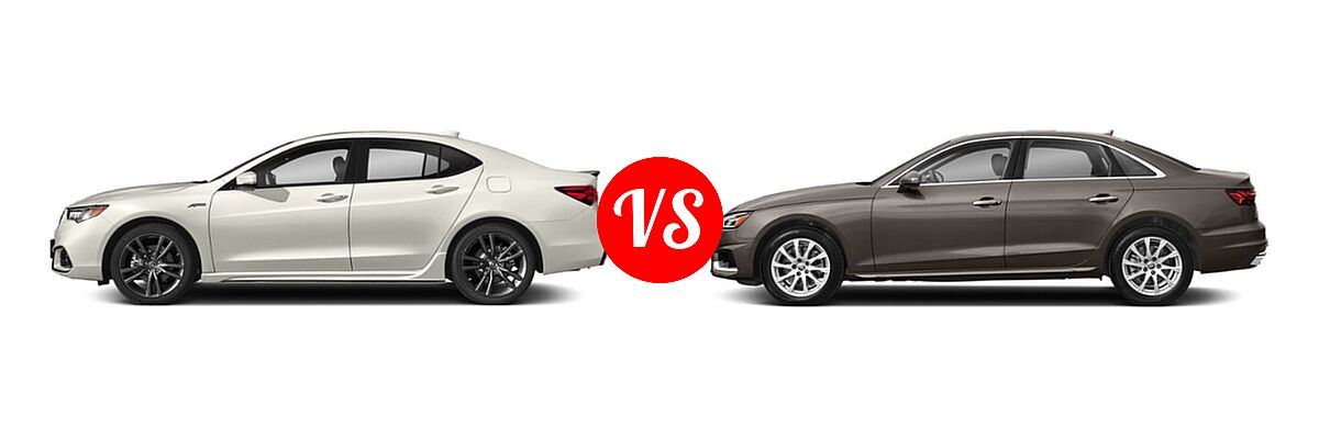2019 Acura TLX Sedan w/Advance Pkg vs. 2020 Audi A4 Sedan Premium / Premium Plus / Prestige - Side Comparison