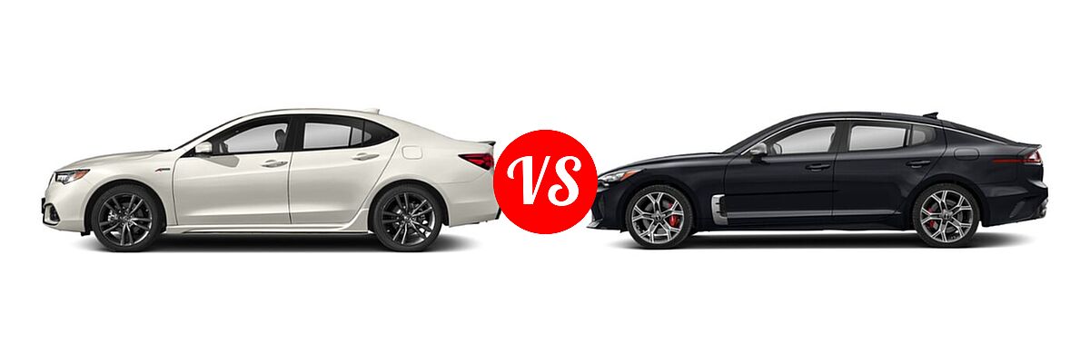 2019 Acura TLX Sedan w/Advance Pkg vs. 2020 Kia Stinger Sedan GT / GT-Line / GT1 / GT2 - Side Comparison