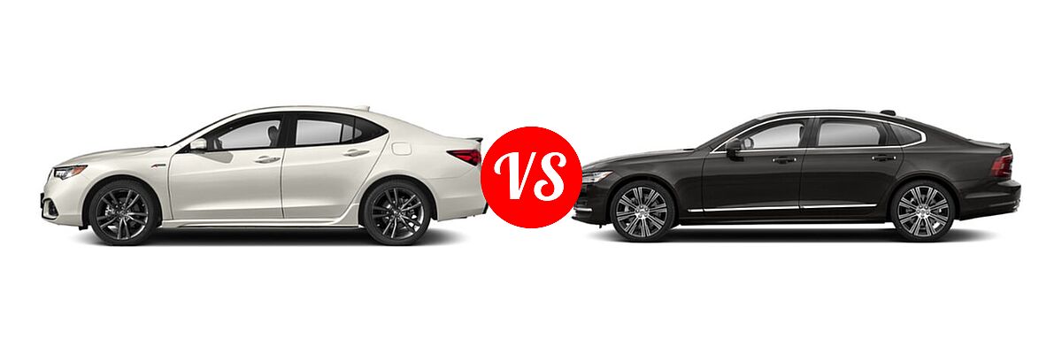 2019 Acura TLX Sedan w/Advance Pkg vs. 2022 Volvo S90 Sedan Inscription / Momentum / R-Design - Side Comparison