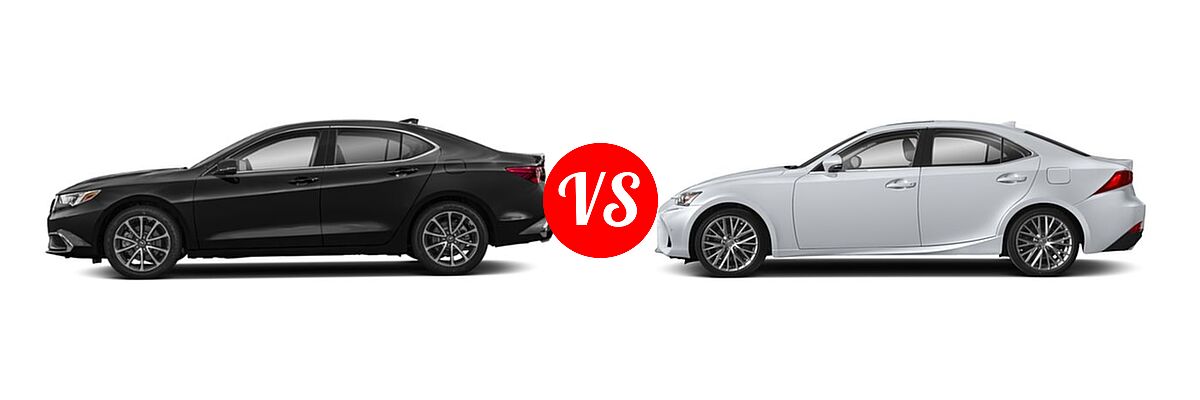2019 Acura TLX Sedan 3.5L SH-AWD / w/A-SPEC Pkg Red Leather vs. 2018 Lexus IS 300 Sedan IS 300 - Side Comparison