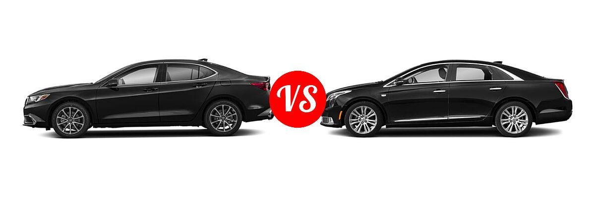2019 Acura TLX Sedan 3.5L SH-AWD / w/A-SPEC Pkg Red Leather vs. 2019 Cadillac XTS Sedan 4dr Sdn FWD / Livery Package / Luxury / Platinum / Platinum V-Sport / Premium Luxury - Side Comparison
