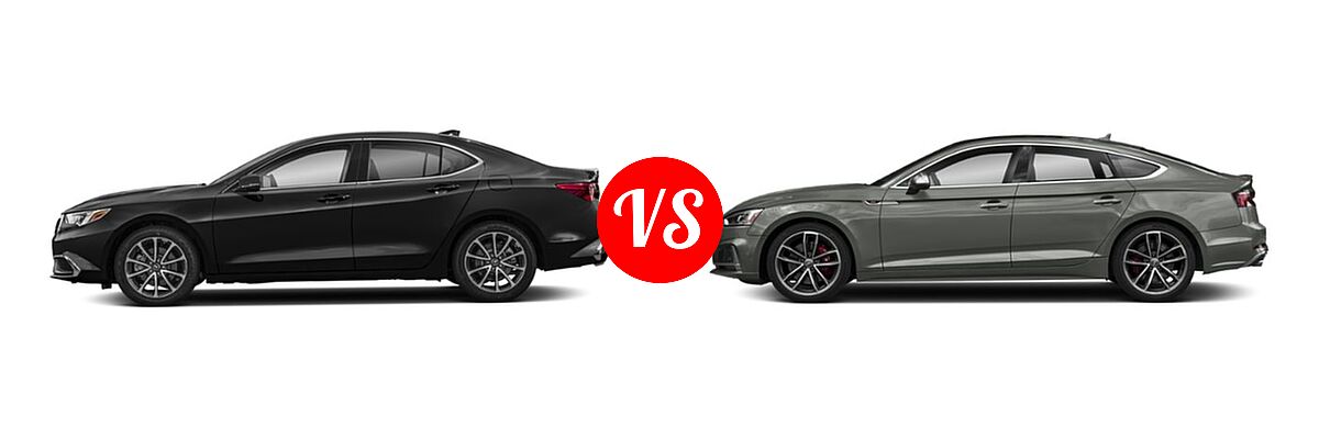 2019 Acura TLX Sedan 3.5L SH-AWD / w/A-SPEC Pkg Red Leather vs. 2019 Audi S5 Sedan Premium / Premium Plus / Prestige - Side Comparison