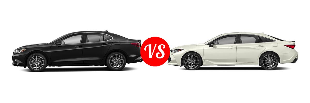 2019 Acura TLX Sedan 3.5L SH-AWD / w/A-SPEC Pkg Red Leather vs. 2019 Toyota Avalon Sedan Touring - Side Comparison