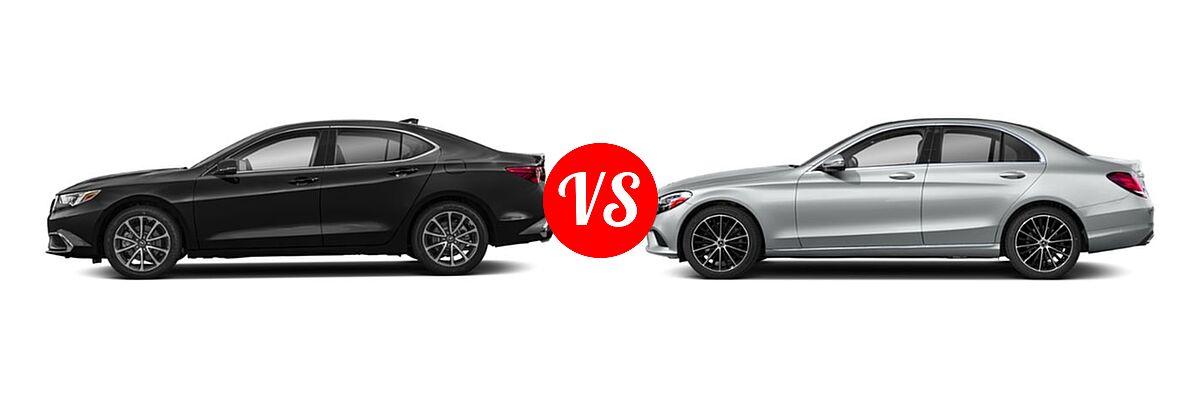 2019 Acura TLX Sedan 3.5L SH-AWD / w/A-SPEC Pkg Red Leather vs. 2019 Mercedes-Benz C-Class Sedan C 300 - Side Comparison