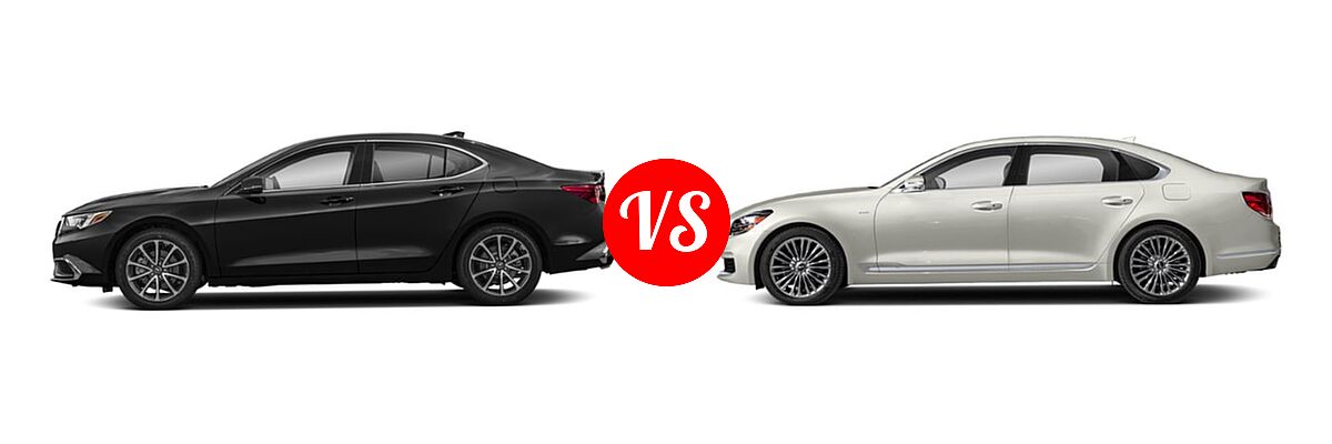 2019 Acura TLX Sedan 3.5L SH-AWD / w/A-SPEC Pkg Red Leather vs. 2019 Kia K900 Sedan Luxury - Side Comparison