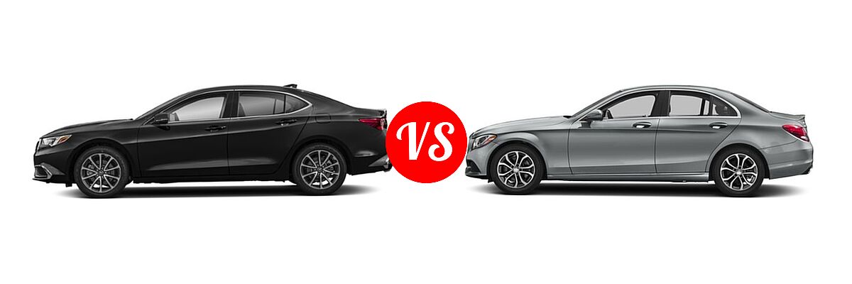 2019 Acura TLX Sedan 3.5L SH-AWD / w/A-SPEC Pkg Red Leather vs. 2018 Mercedes-Benz C-Class Sedan C 300 - Side Comparison