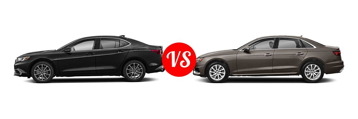 2019 Acura TLX Sedan 3.5L SH-AWD / w/A-SPEC Pkg Red Leather vs. 2020 Audi A4 Sedan Premium / Premium Plus / Prestige - Side Comparison