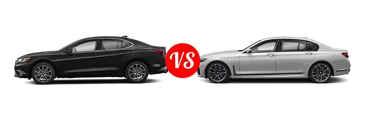 2019 Acura TLX Sedan 3.5L SH-AWD / w/A-SPEC Pkg Red Leather vs. 2021 BMW 7 Series Sedan 750i xDrive - Side Comparison