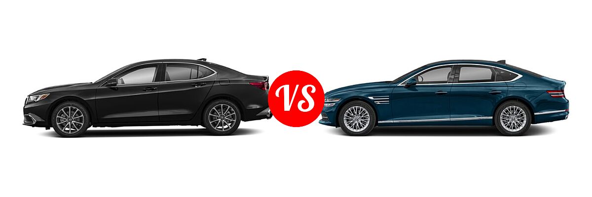 2019 Acura TLX Sedan 3.5L SH-AWD / w/A-SPEC Pkg Red Leather vs. 2021 Genesis G80 Sedan 2.5T / 3.5T - Side Comparison