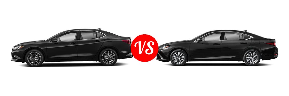 2019 Acura TLX Sedan 3.5L SH-AWD / w/A-SPEC Pkg Red Leather vs. 2021 Lexus ES 250 Sedan ES 250 - Side Comparison