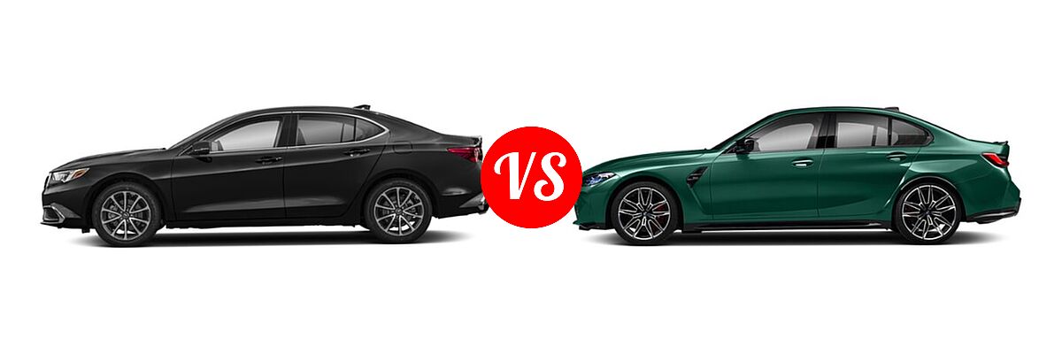 2019 Acura TLX Sedan 3.5L SH-AWD / w/A-SPEC Pkg Red Leather vs. 2021 BMW M3 Sedan Competition / Sedan - Side Comparison