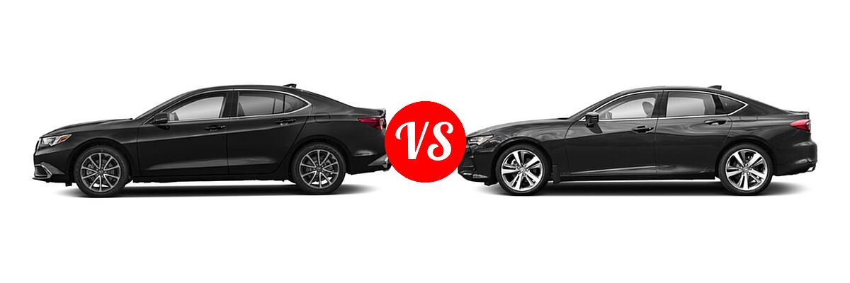 2019 Acura TLX Sedan 3.5L SH-AWD / w/A-SPEC Pkg Red Leather vs. 2022 Acura TLX Sedan FWD / SH-AWD - Side Comparison