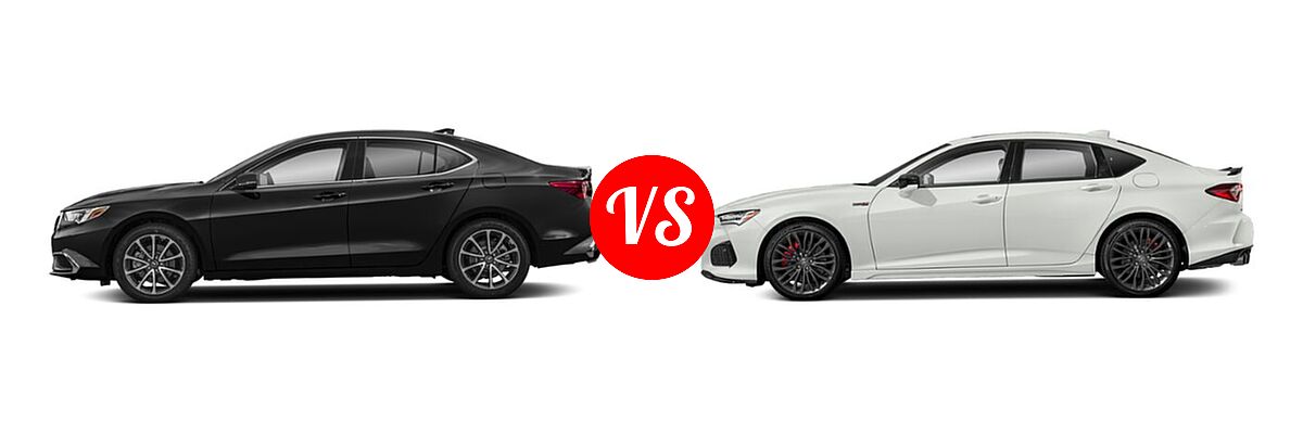 2019 Acura TLX Sedan 3.5L SH-AWD / w/A-SPEC Pkg Red Leather vs. 2022 Acura TLX Sedan w/A-Spec Package - Side Comparison