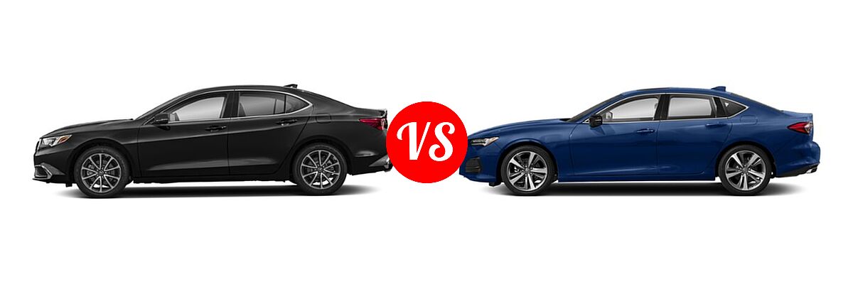 2019 Acura TLX Sedan 3.5L SH-AWD / w/A-SPEC Pkg Red Leather vs. 2022 Acura TLX Sedan w/Advance Package - Side Comparison