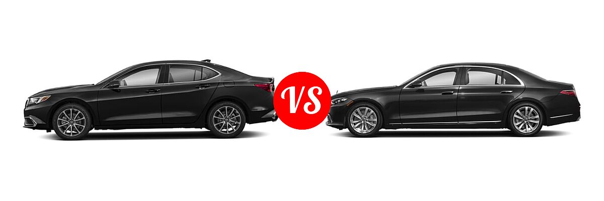 2019 Acura TLX Sedan 3.5L SH-AWD / w/A-SPEC Pkg Red Leather vs. 2022 Mercedes-Benz S-Class Sedan S 500 - Side Comparison