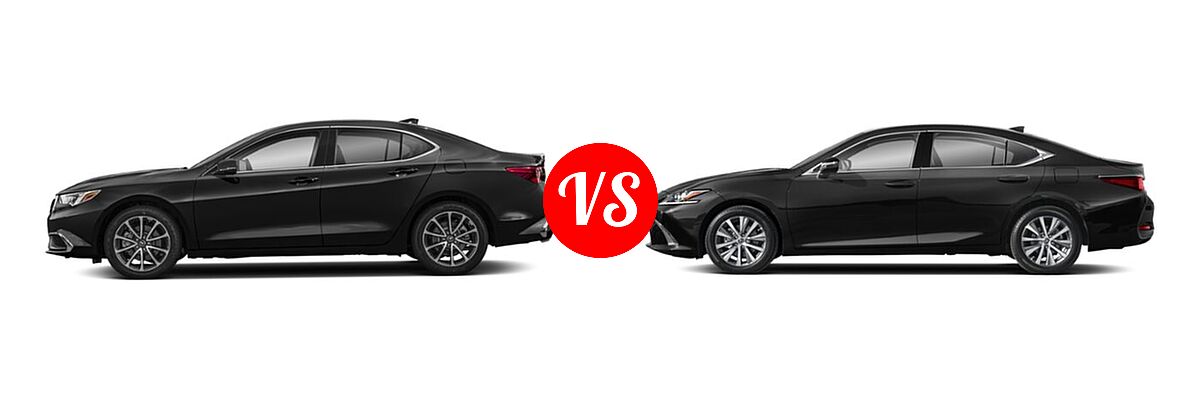 2019 Acura TLX Sedan 3.5L SH-AWD / w/A-SPEC Pkg Red Leather vs. 2021 Lexus ES 250 Sedan ES 250 F SPORT / ES 250 Luxury / ES 250 Ultra Luxury - Side Comparison