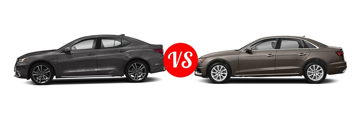 2019 Acura TLX Sedan w/Technology Pkg vs. 2020 Audi A4 Sedan Premium / Premium Plus / Prestige - Side Comparison