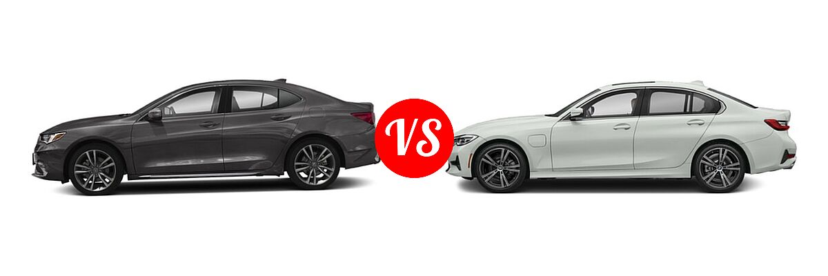 2019 Acura TLX Sedan w/Technology Pkg vs. 2021 BMW 3 Series Sedan PHEV 330e / 330e xDrive - Side Comparison