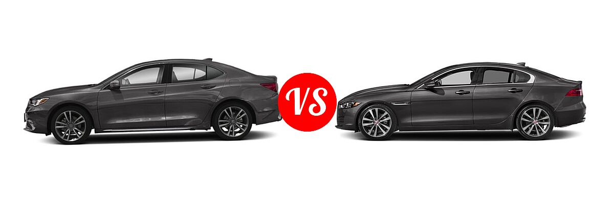 2019 Acura TLX Sedan w/Technology Pkg vs. 2018 Jaguar XE Sedan Diesel 20d / 20d Premium / 20d Prestige - Side Comparison