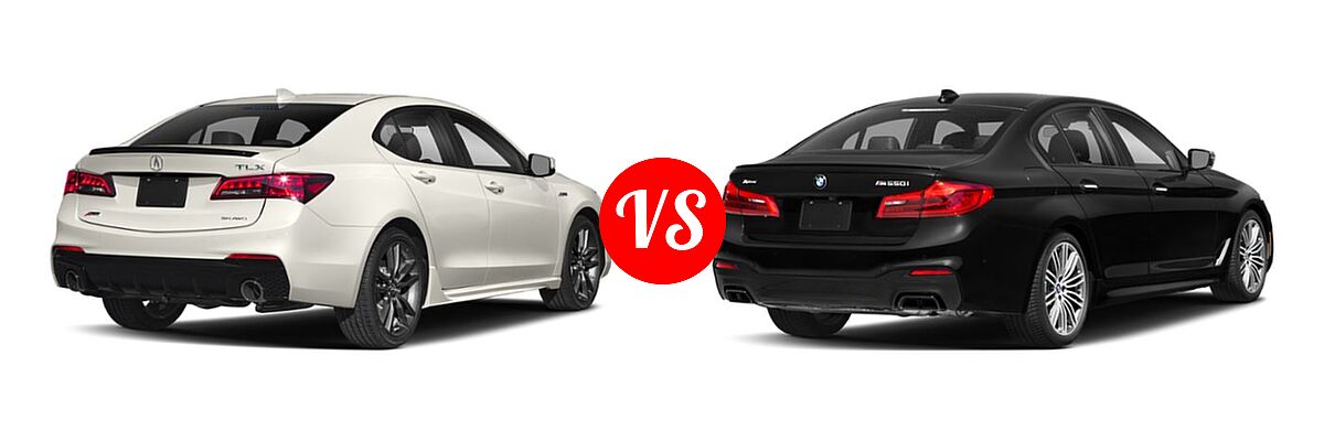 2019 Acura TLX Sedan w/Advance Pkg vs. 2019 BMW 5 Series M550i Sedan M550i xDrive - Rear Right Comparison
