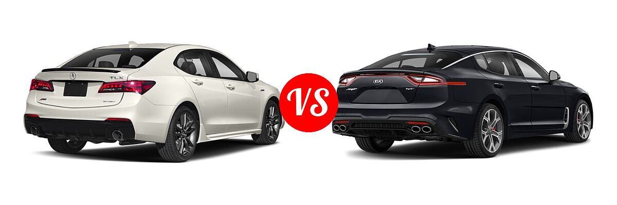 2019 Acura TLX Sedan w/Advance Pkg vs. 2020 Kia Stinger Sedan GT / GT-Line / GT1 / GT2 - Rear Right Comparison