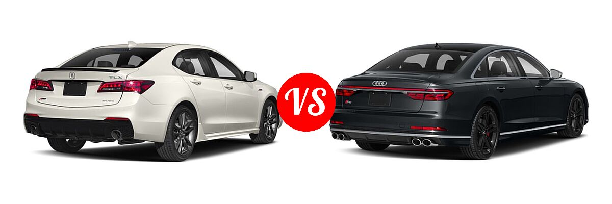 2019 Acura TLX Sedan w/Advance Pkg vs. 2021 Audi S8 Sedan 4.0 TFSI - Rear Right Comparison