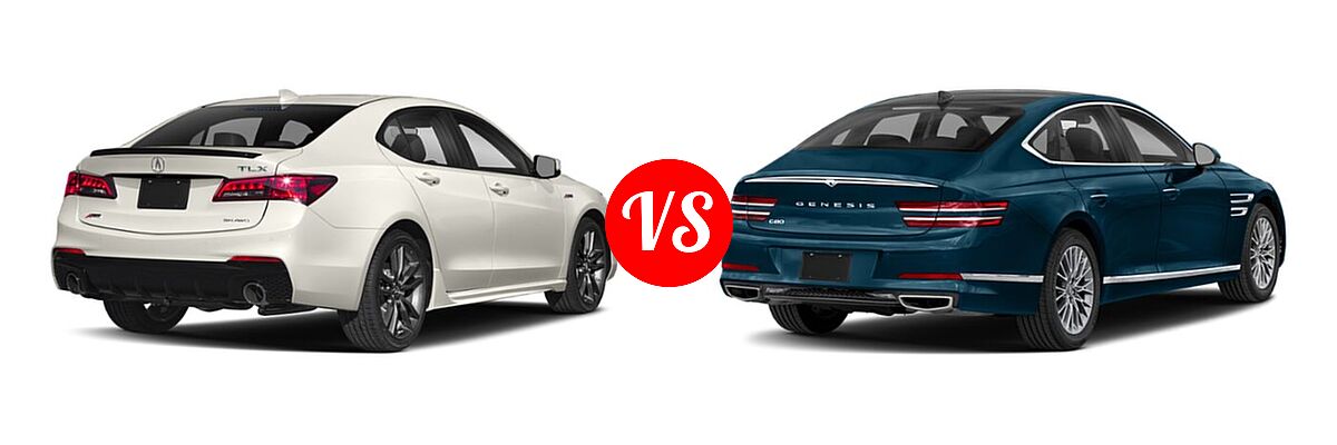 2019 Acura TLX Sedan w/Advance Pkg vs. 2021 Genesis G80 Sedan 2.5T / 3.5T - Rear Right Comparison