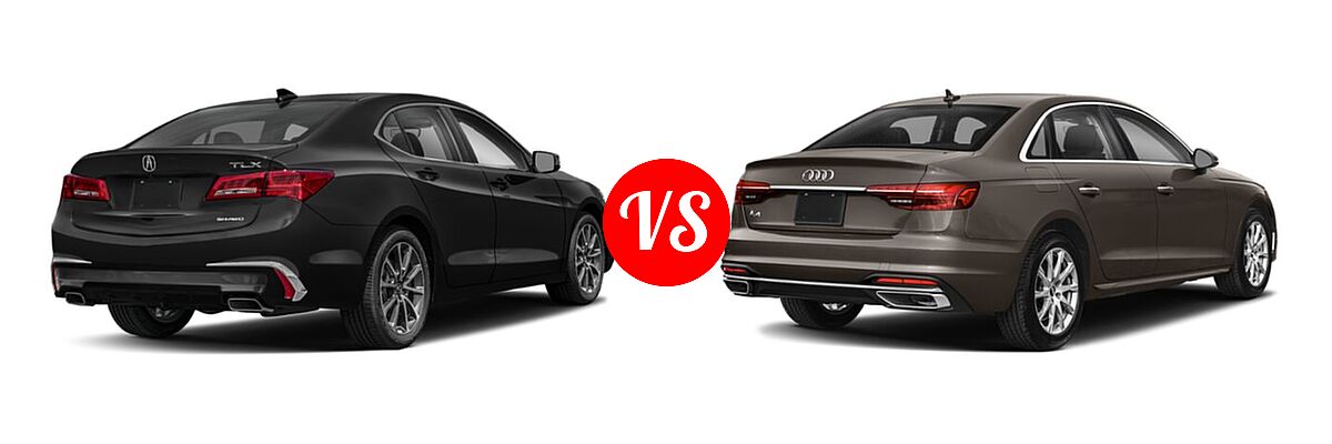2019 Acura TLX Sedan 3.5L SH-AWD / w/A-SPEC Pkg Red Leather vs. 2020 Audi A4 Sedan Premium / Premium Plus / Prestige - Rear Right Comparison