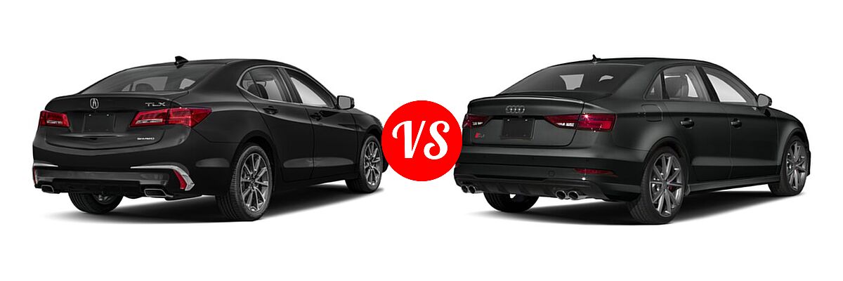 2019 Acura TLX Sedan 3.5L SH-AWD / w/A-SPEC Pkg Red Leather vs. 2020 Audi S3 Sedan S line Premium / S line Premium Plus - Rear Right Comparison
